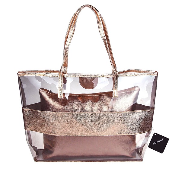Handbags - NWT Rose Gold Tote Set